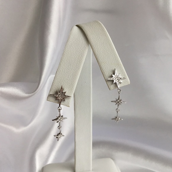 Sale $18 Firm! Sterling Silver rhodium plated Star Earrings - Picture 7 of 14